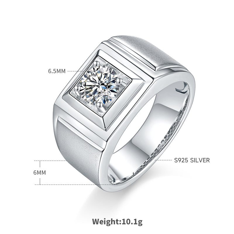 1.0 CT D Color Moissanite Charismatic Men's Band in White Gold Plated Sterling Silver#1