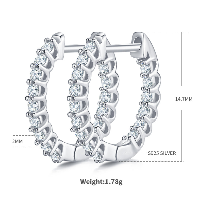0.45 CT D Color Moissanite Melee Single Row Half Hoop Earrings in Sterling Silver#3
