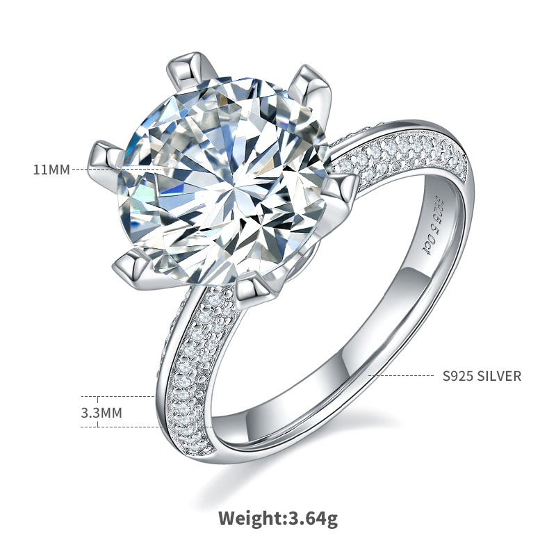 5.0 CT D Color Moissanite Majestic Custom Ring in White Gold Plated Sterling Silver#1