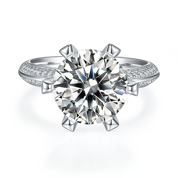 5.0 CT D Color Moissanite Majestic Custom Ring in White Gold Plated Sterling Silver#4