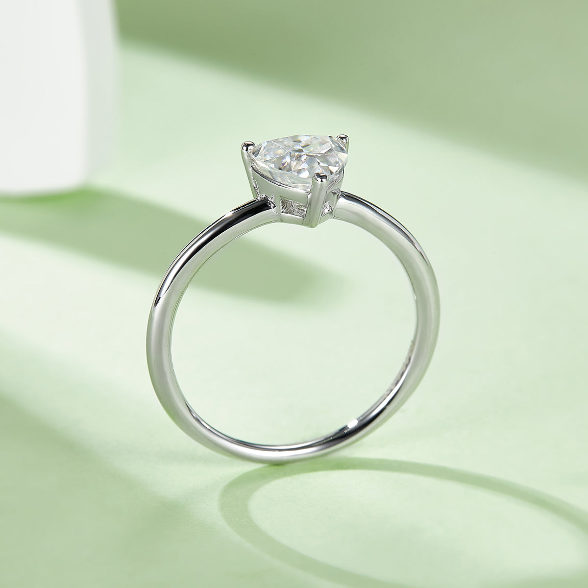 1.0 CT D Color Trillion Cut Moissanite Classic Ring in White Gold Plated Sterling Silver#3