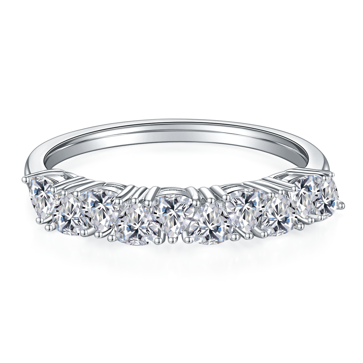 1.0 CT D Color Trillion Cut Moissanite Custom Eternity Band in White Gold Plated Sterling Silver#3