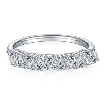 1.0 CT D Color Trillion Cut Moissanite Custom Eternity Band in White Gold Plated Sterling Silver#3