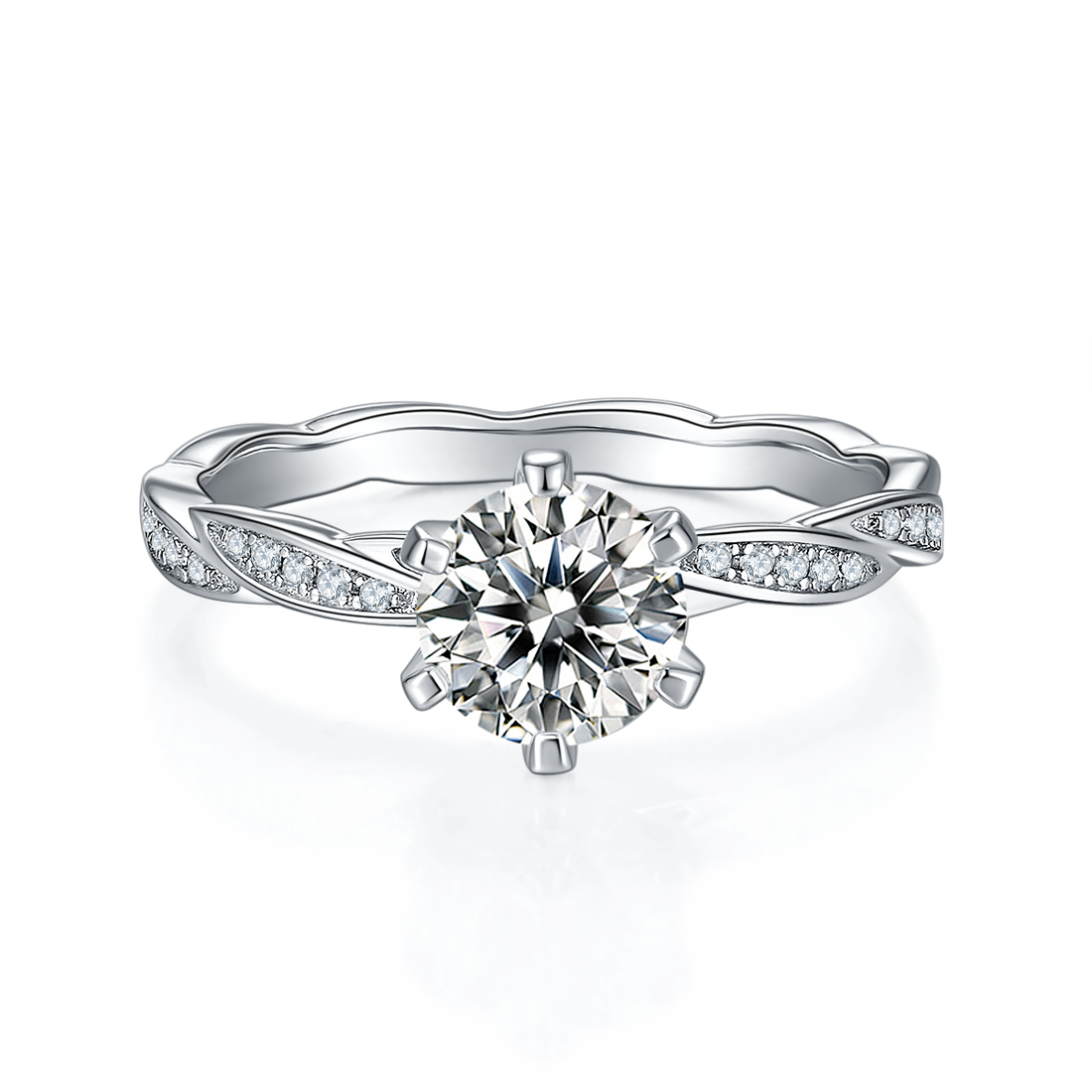 1.0 CT D Color Moissanite Tender Love Ring in White Gold Plated Sterling Silver#5