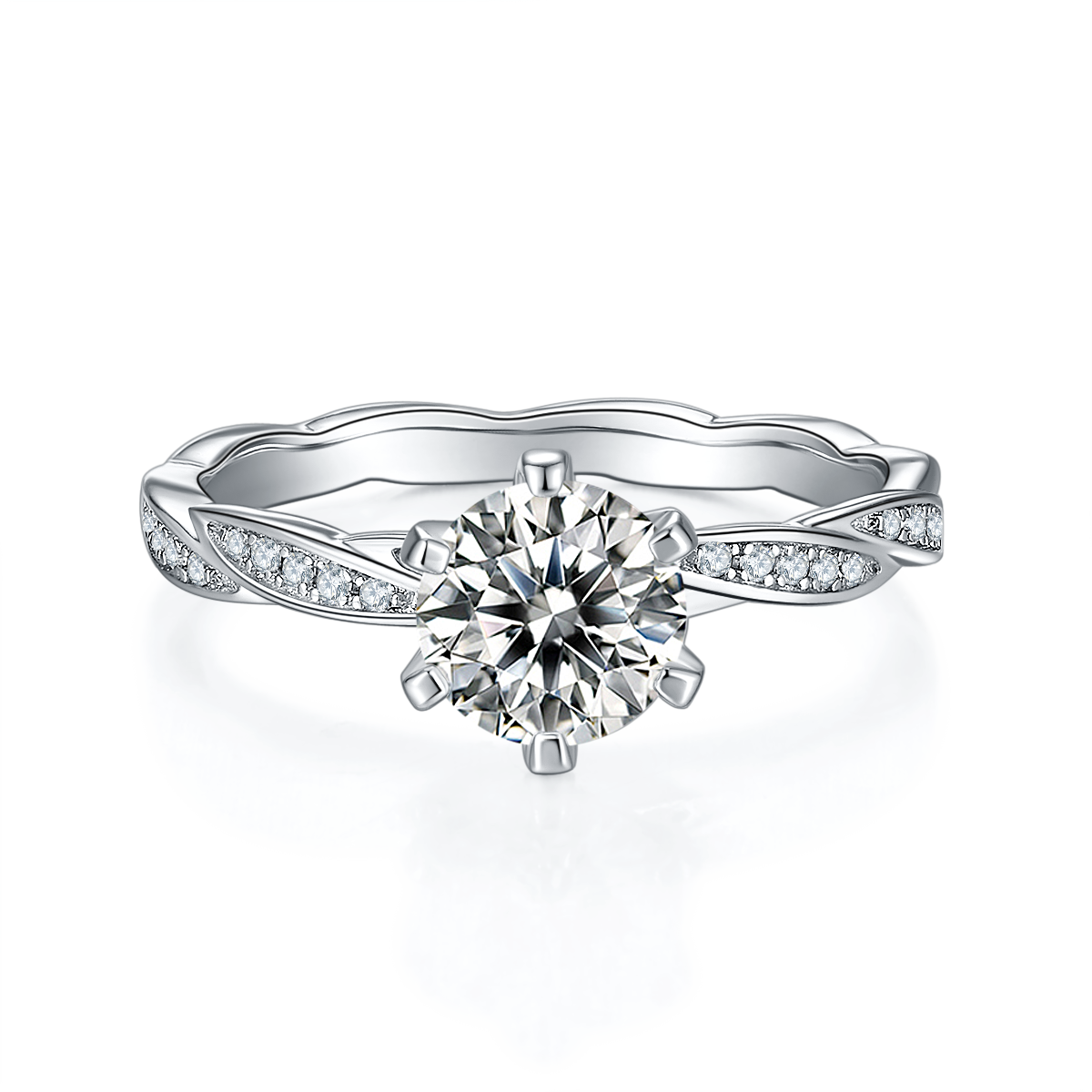 1.0 CT D Color Moissanite Tender Love Ring in White Gold Plated Sterling Silver#5