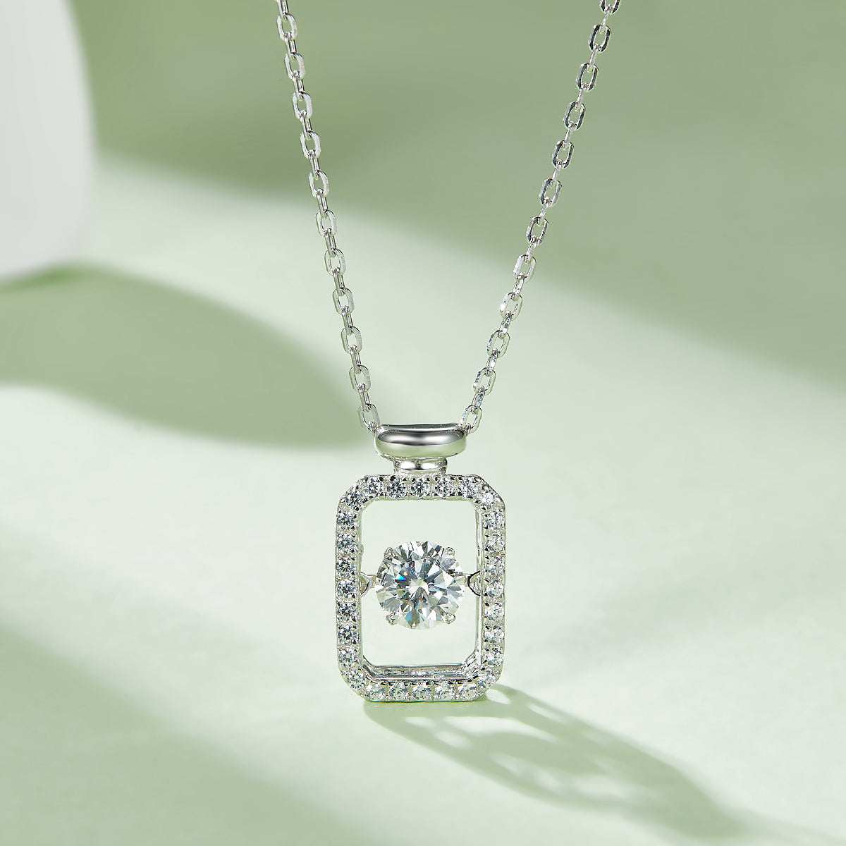 0.5 CT D Color Dancing Perfume Bottle Moissanite Necklace in White Gold Plated Sterling Silver#3