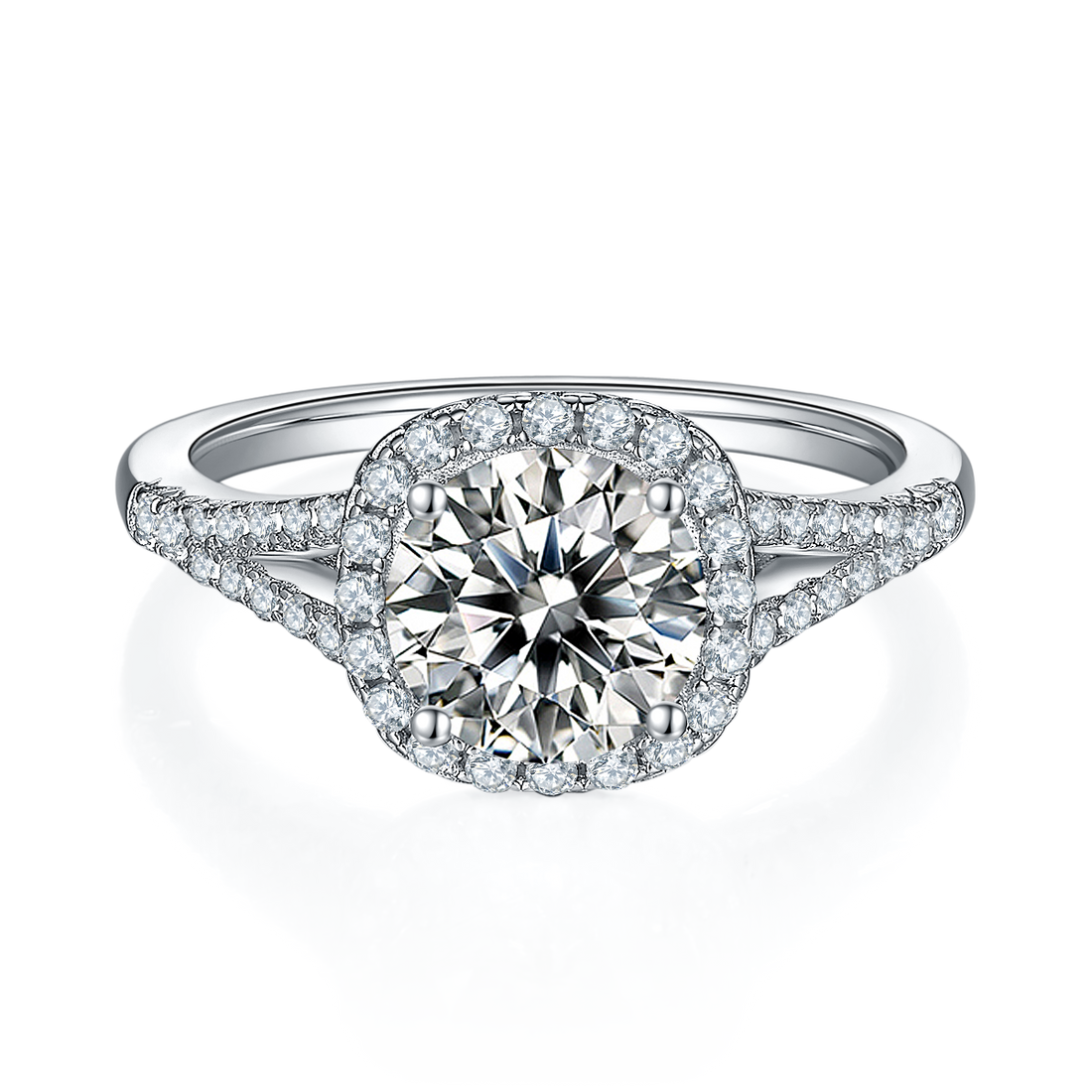1.5 CT D Color Square Bezel Set Moissanite Split Shank Ring in White Gold Plated Sterling Silver#5