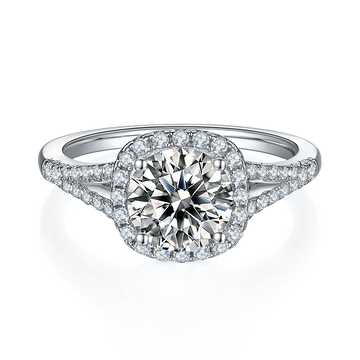 1.5 CT D Color Square Bezel Set Moissanite Split Shank Ring in White Gold Plated Sterling Silver#5
