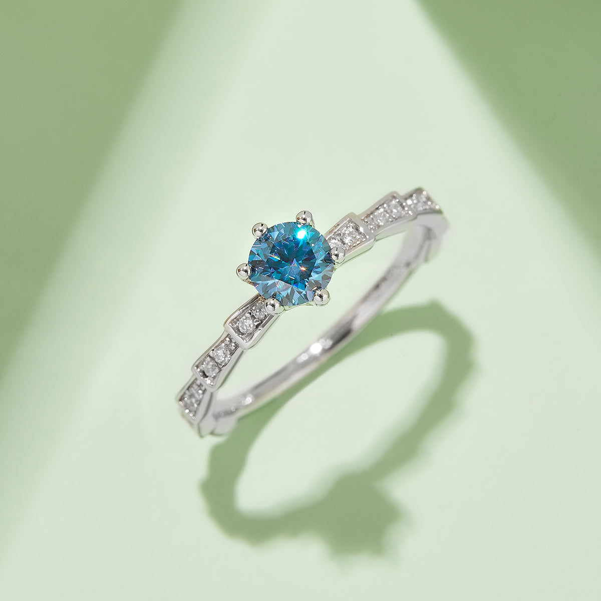 0.5 CT D Color Moissanite Pave Mechanical Snake Ring in White Gold Plated Sterling Silver#10