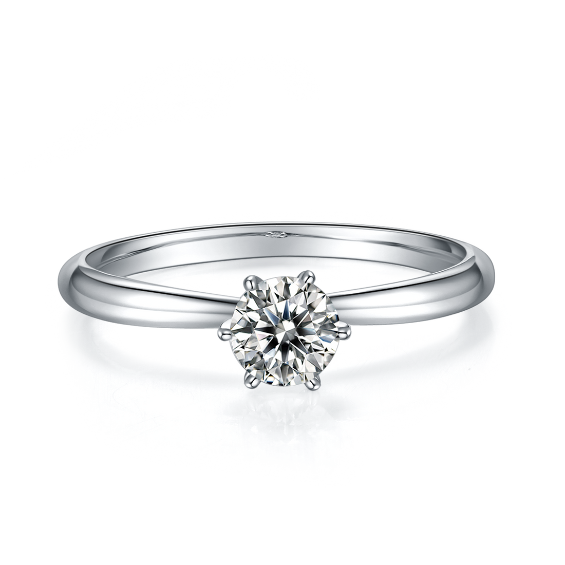 0.5 CT D Color Moissanite Halo Plain Shank Ring in White Gold Plated Sterling Silver#5