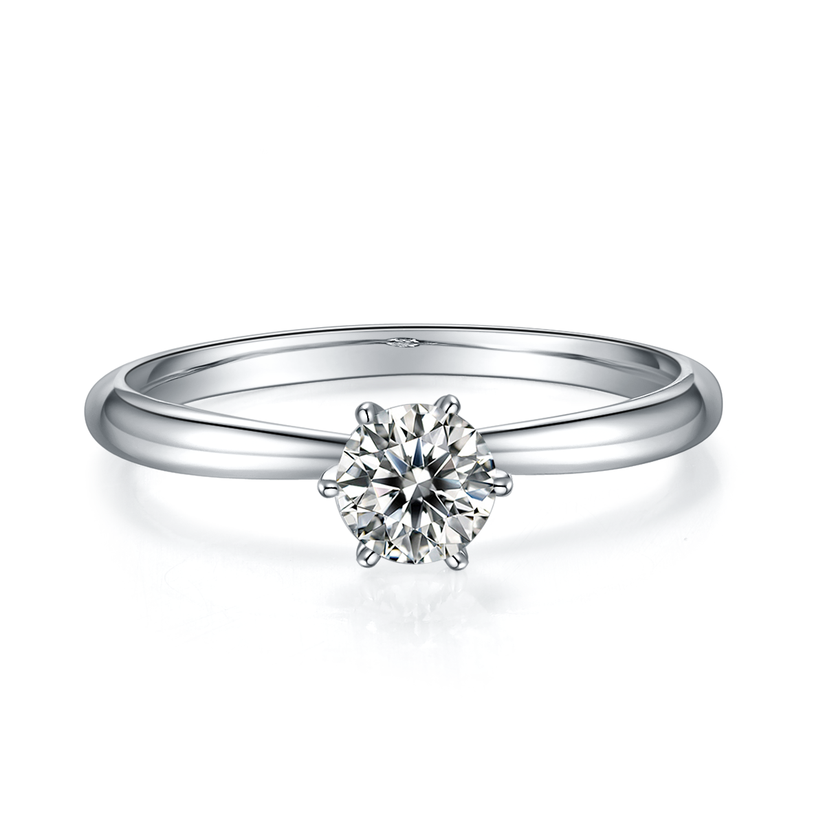 0.5 CT D Color Moissanite Halo Plain Shank Ring in White Gold Plated Sterling Silver#5