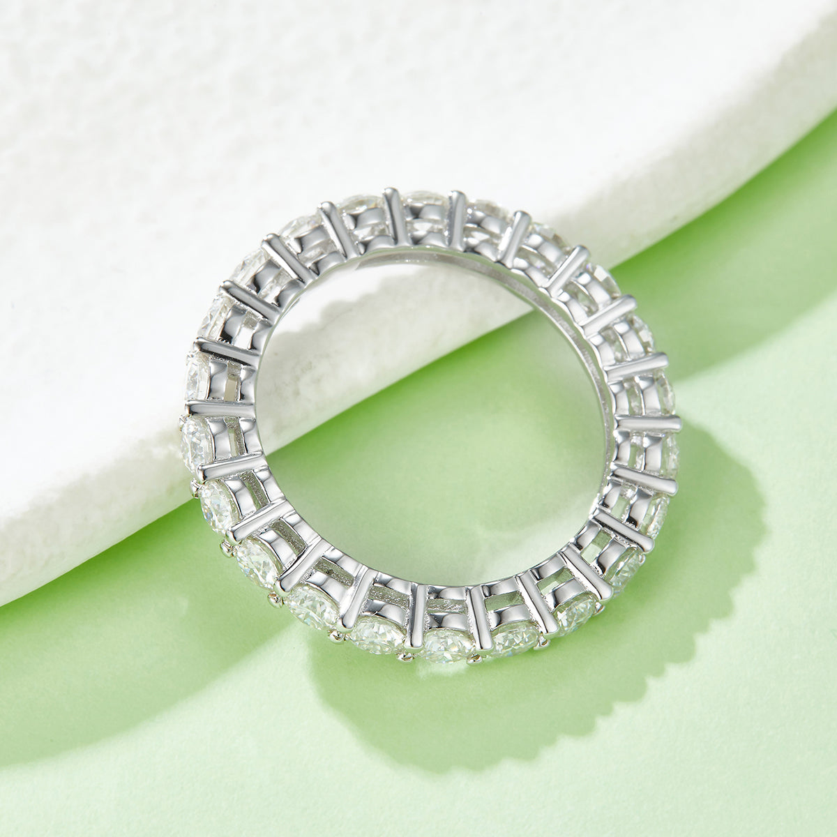 2.4 CT D Color Round Cut Moissanite Full Eternity Custom Ring in White Gold Plated Sterling Silver#6