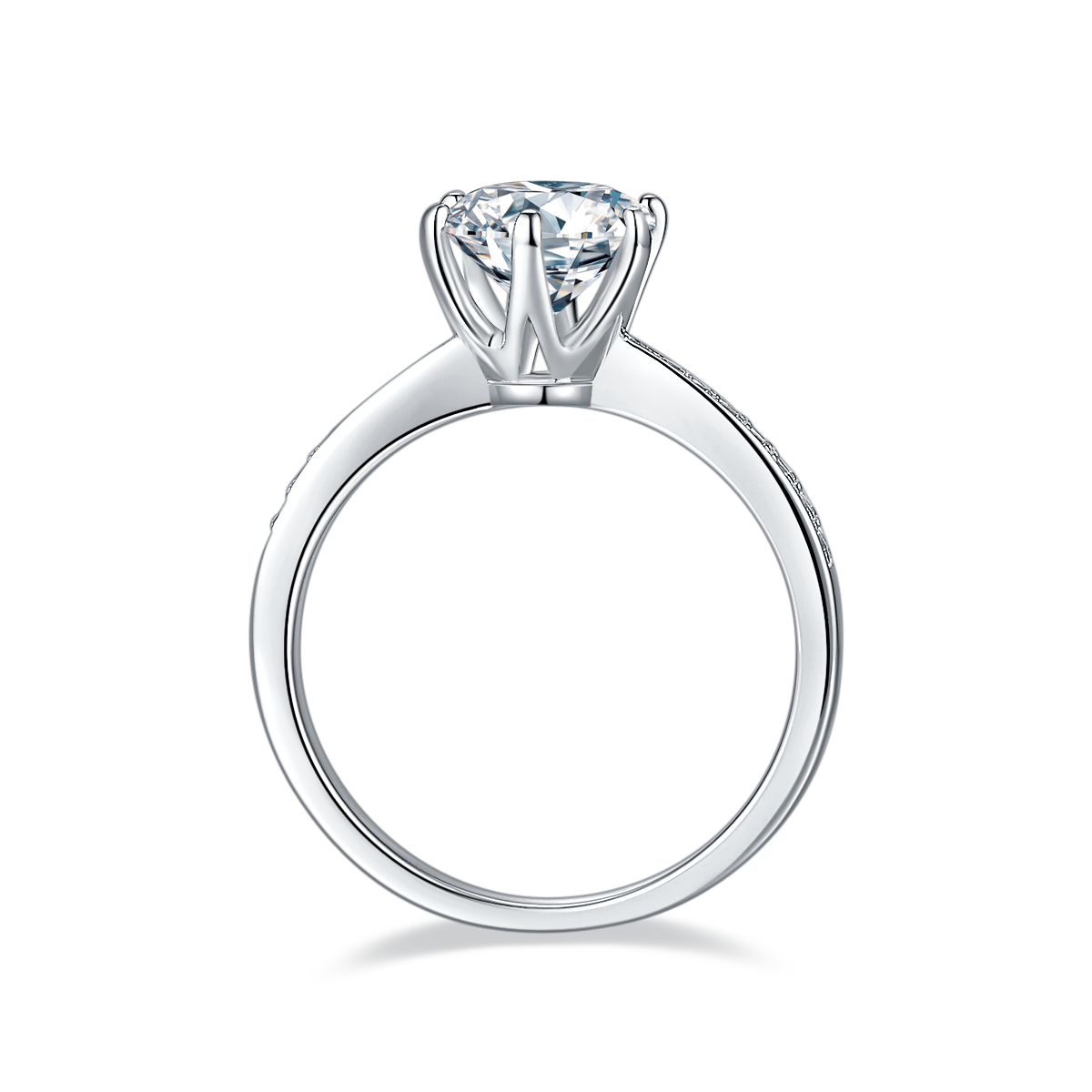 1.5 CT D Color Moissanite Pave Dancing Custom Ring in White Gold Plated Sterling Silver#6