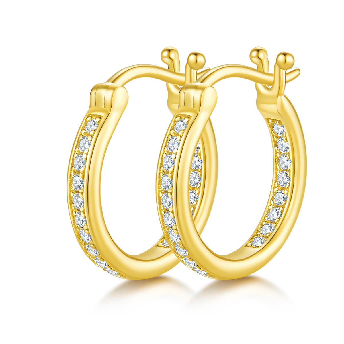 0.3 CT D Color Moissanite Melee Single Row Half Hoop Earrings in Sterling Silver#5