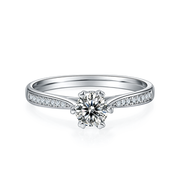 0.5 CT D Color Moissanite Pave Spinning Fortune Ring in White Gold Plated Sterling Silver#5