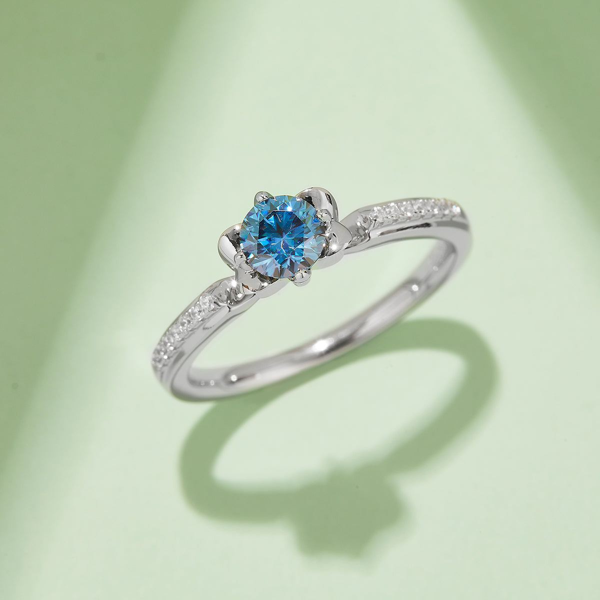 0.5 CT D Color Moissanite Pave Celebrity Style Ring in White Gold Plated Sterling Silver#10