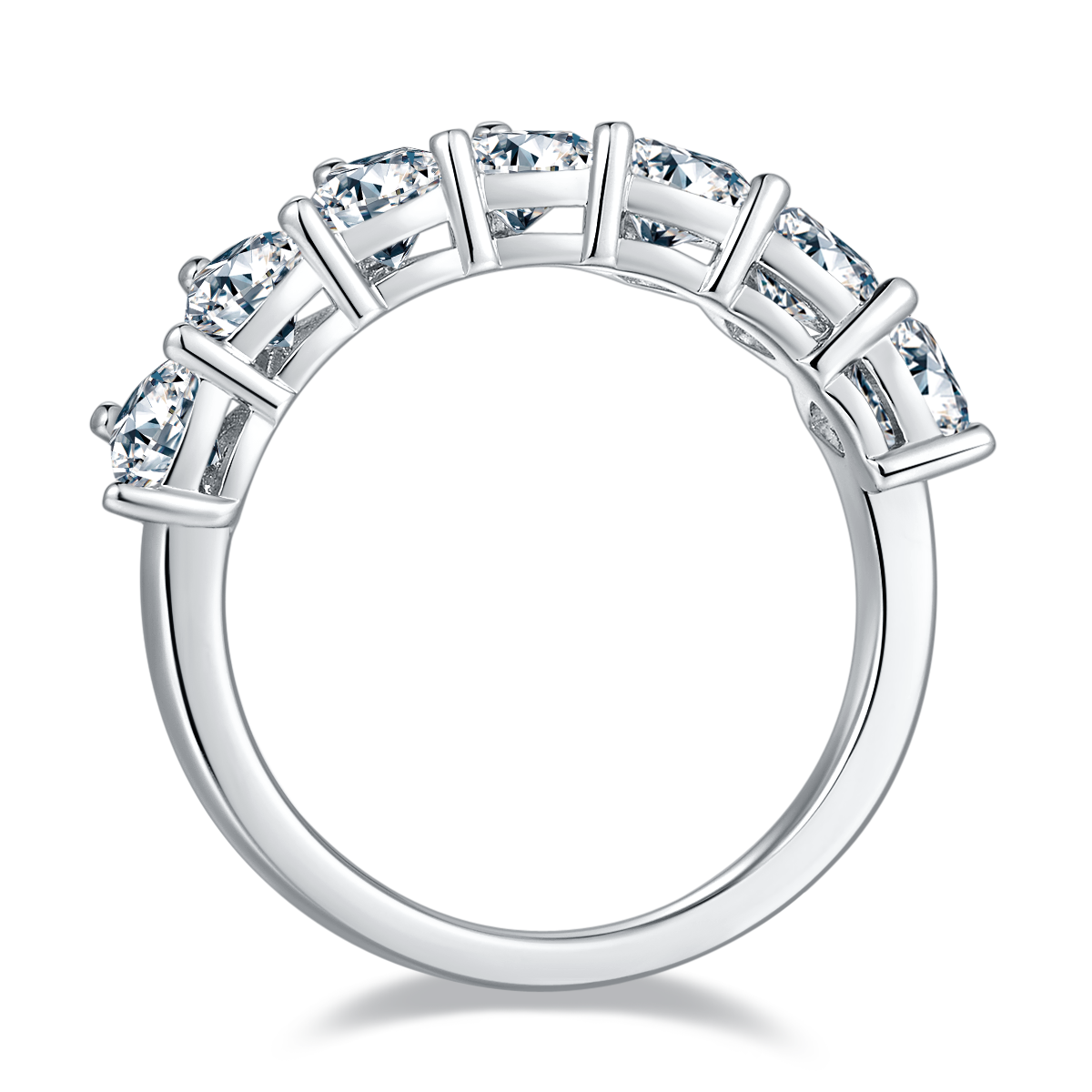 2.1 CT D Color Trillion Cut Moissanite Eternity Band in White Gold Plated Sterling Silver#2
