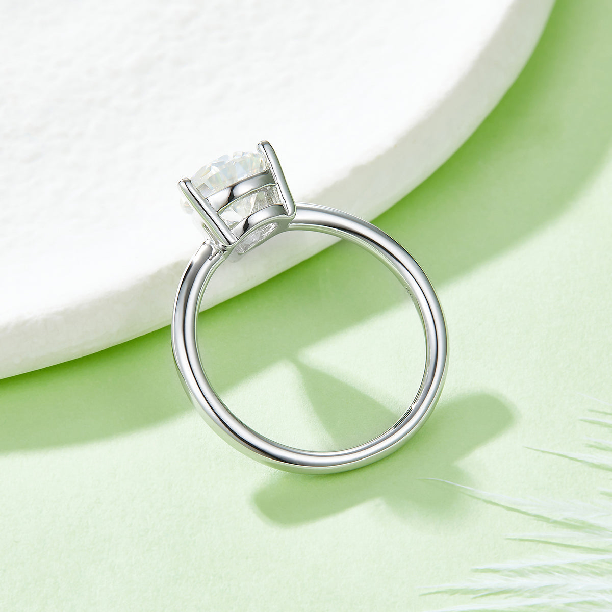 2.0 CT D Color Pear Cut Moissanite Classic Ring in White Gold Plated Sterling Silver#3