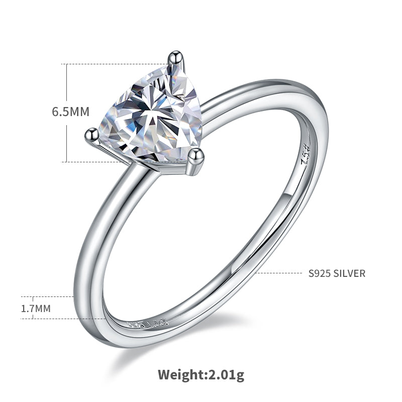 1.0 CT D Color Trillion Cut Moissanite Classic Ring in White Gold Plated Sterling Silver#1