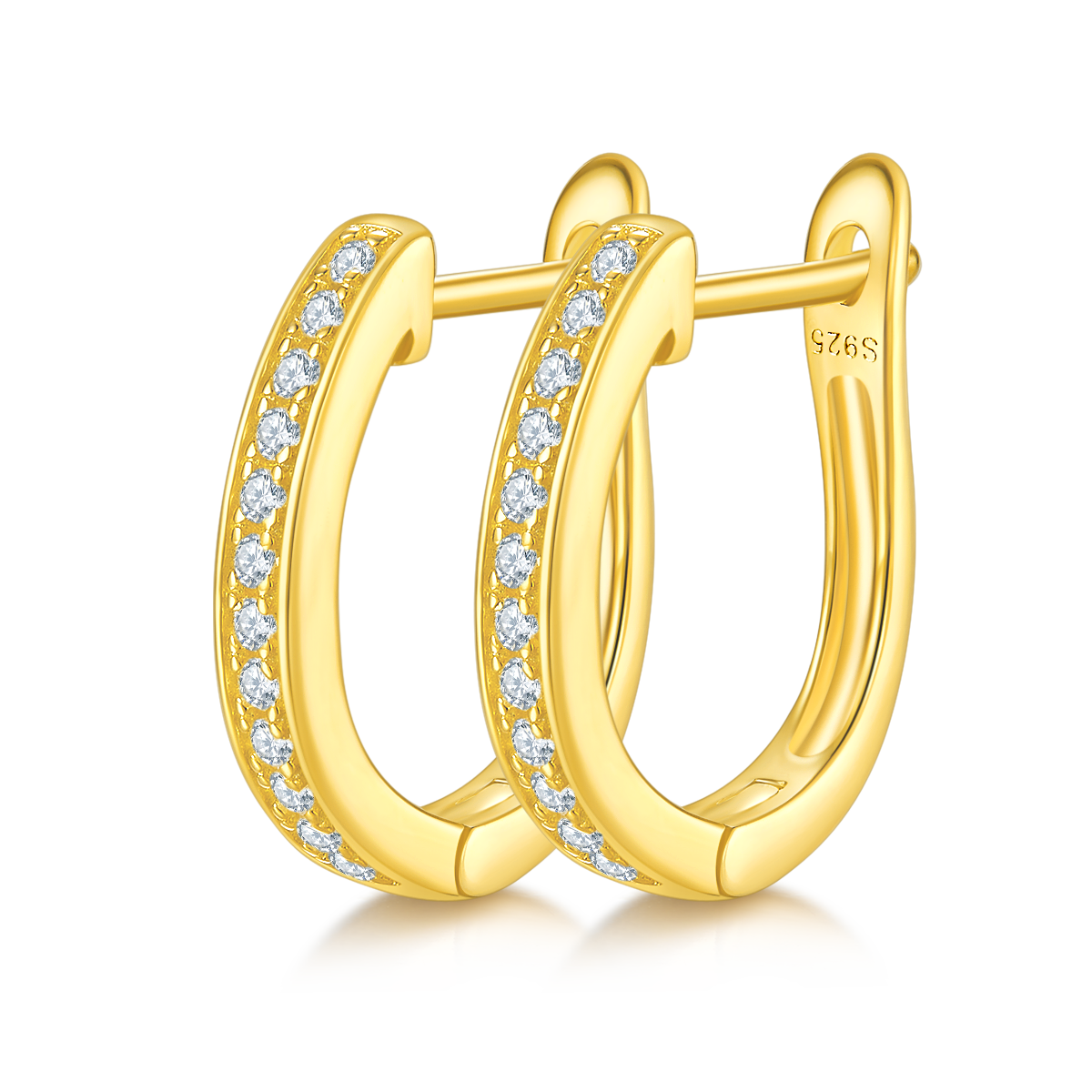 0.2 CT D Color Moissanite Melee Single Row Half Hoop Earrings in Sterling Silver#5
