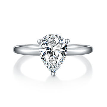 2.0 CT D Color Pear Cut Moissanite Classic Ring in White Gold Plated Sterling Silver#5