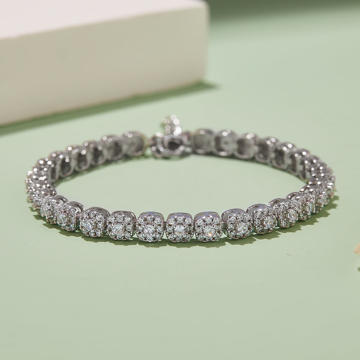 3.5 CT D Color Moissanite Square Bezel Tennis Bracelet (18cm) in 18K White Gold Plated Sterling Silver#2