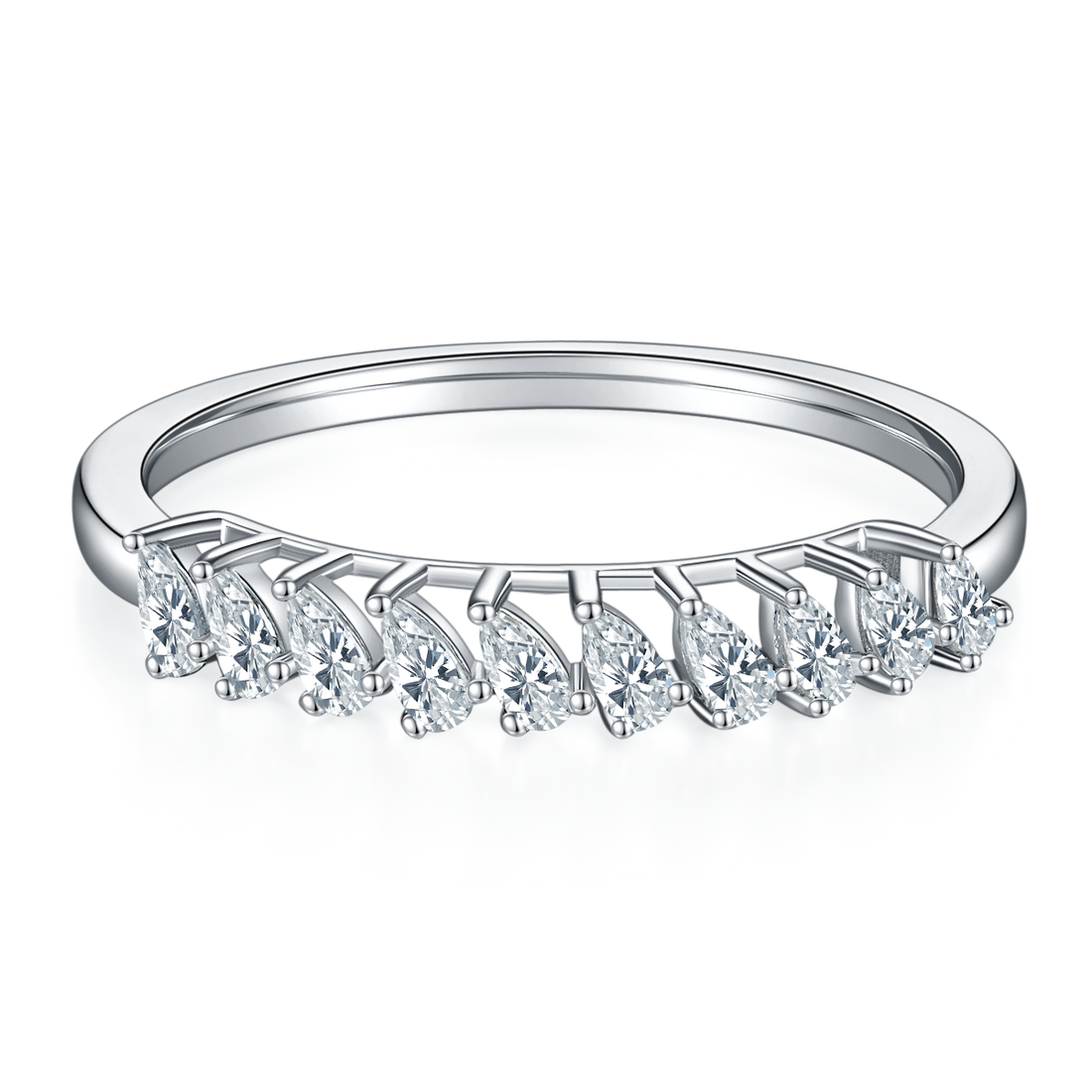 1.0 CT D Color Pear Cut Moissanite Custom Eternity Band in White Gold Plated Sterling Silver#2