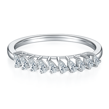1.0 CT D Color Pear Cut Moissanite Custom Eternity Band in White Gold Plated Sterling Silver#2