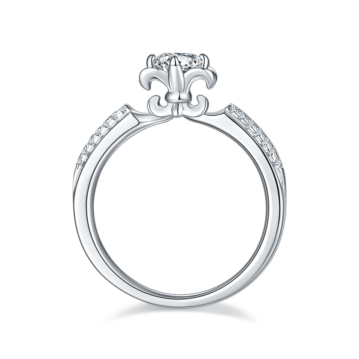 0.5 CT D Color Moissanite Pave Celebrity Style Ring in White Gold Plated Sterling Silver#6