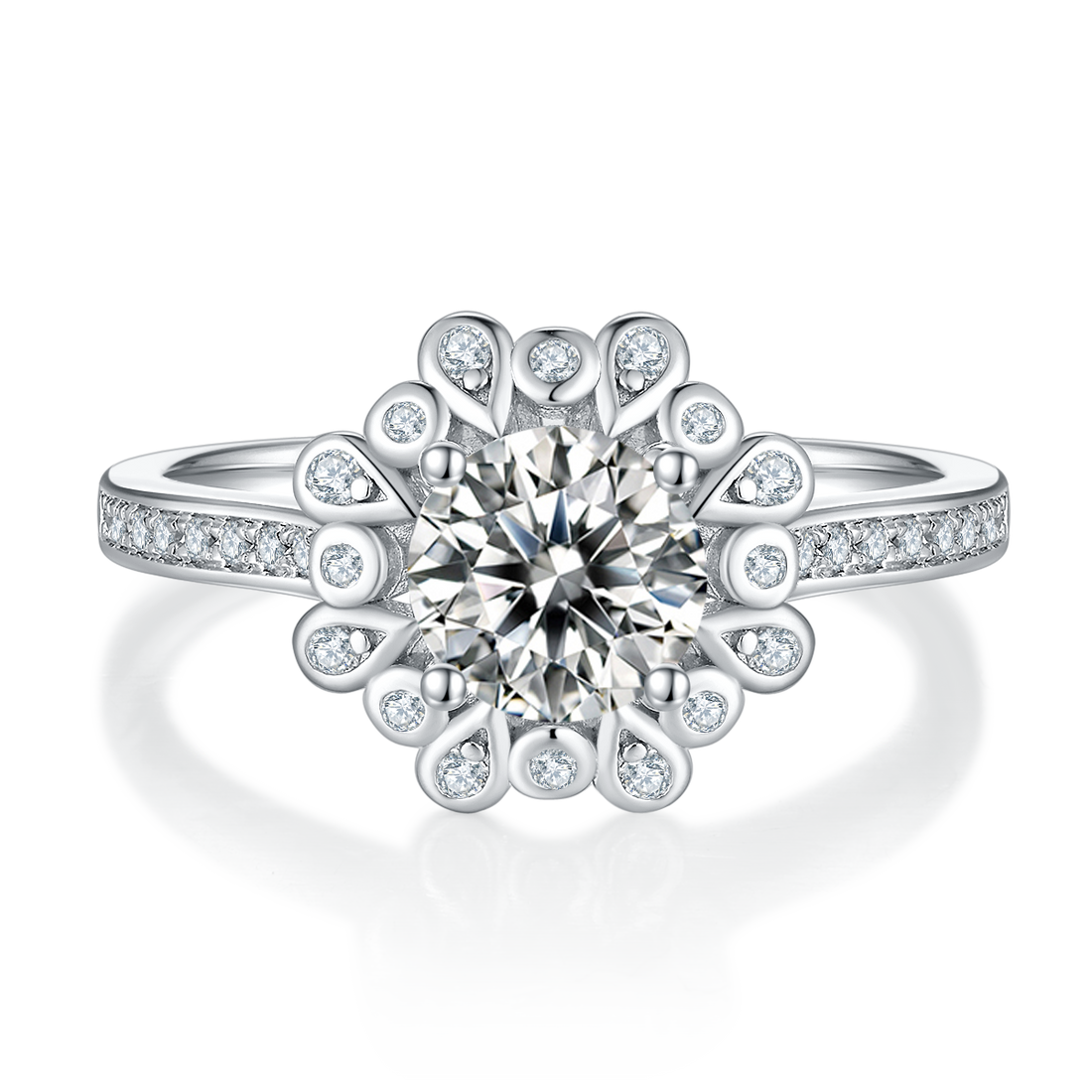 1.0 CT D Color Moissanite Ethereal Gown Ring in White Gold Plated Sterling Silver#5