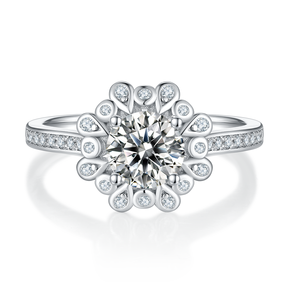 1.0 CT D Color Moissanite Ethereal Gown Ring in White Gold Plated Sterling Silver#5