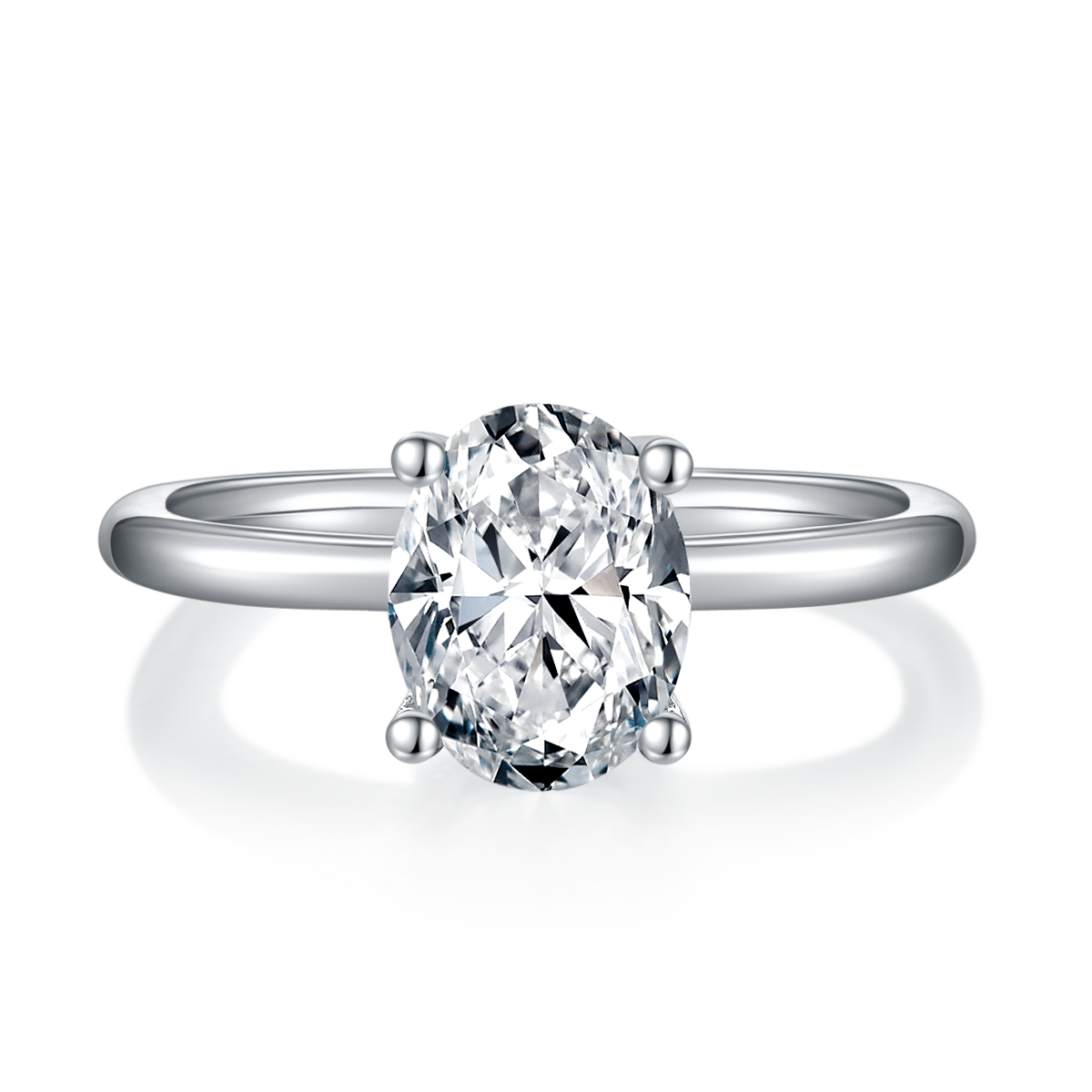 2.0 CT D Color Oval Cut Moissanite Classic Ring in White Gold Plated Sterling Silver#5