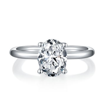 2.0 CT D Color Oval Cut Moissanite Classic Ring in White Gold Plated Sterling Silver#5