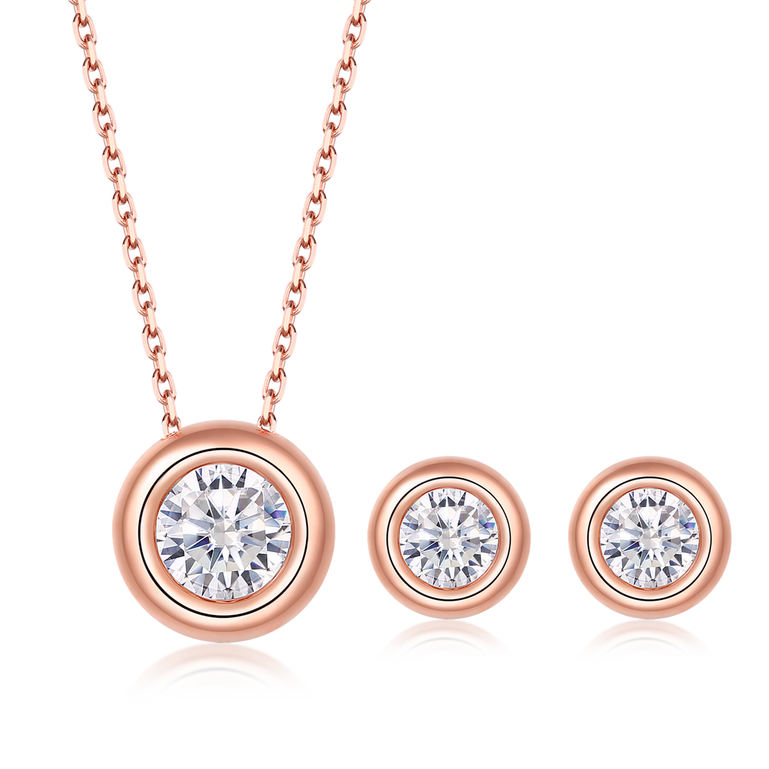 Moissanite Bubble Pendant, Earrings & Bracelet Set in Rose Gold Plated Sterling Silver#4