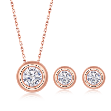 Moissanite Bubble Pendant, Earrings & Bracelet Set in Rose Gold Plated Sterling Silver#4