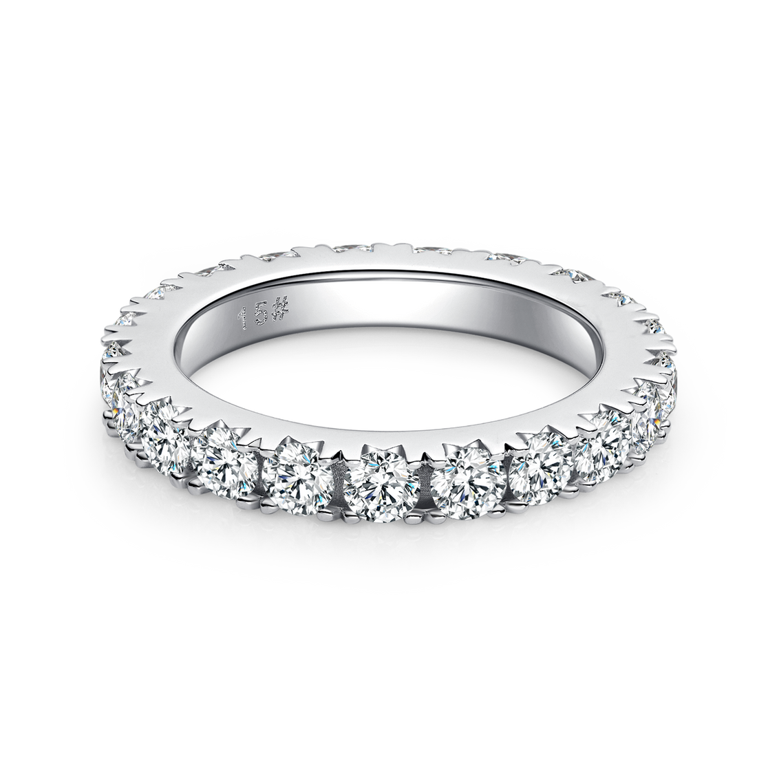 Moissanite Melee Micro-Pave Full Eternity Ring Guard (3.0mm) in White Gold Plated Sterling Silver#4