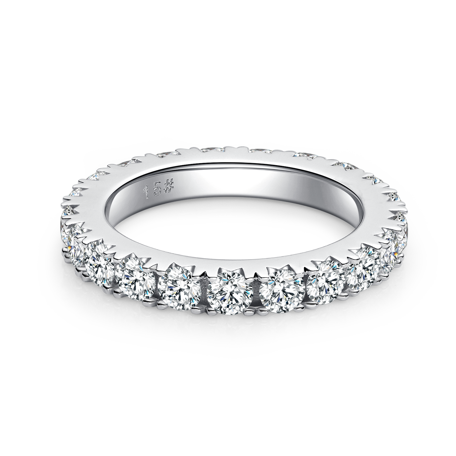 Moissanite Melee Micro-Pave Full Eternity Ring Guard (3.0mm) in White Gold Plated Sterling Silver#4