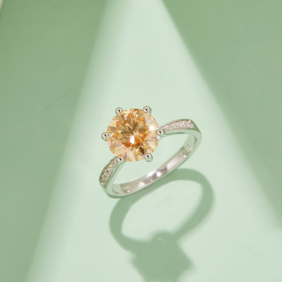 3.0 CT D Color Moissanite Pave Dancing Custom Ring in White Gold Plated Sterling Silver#9