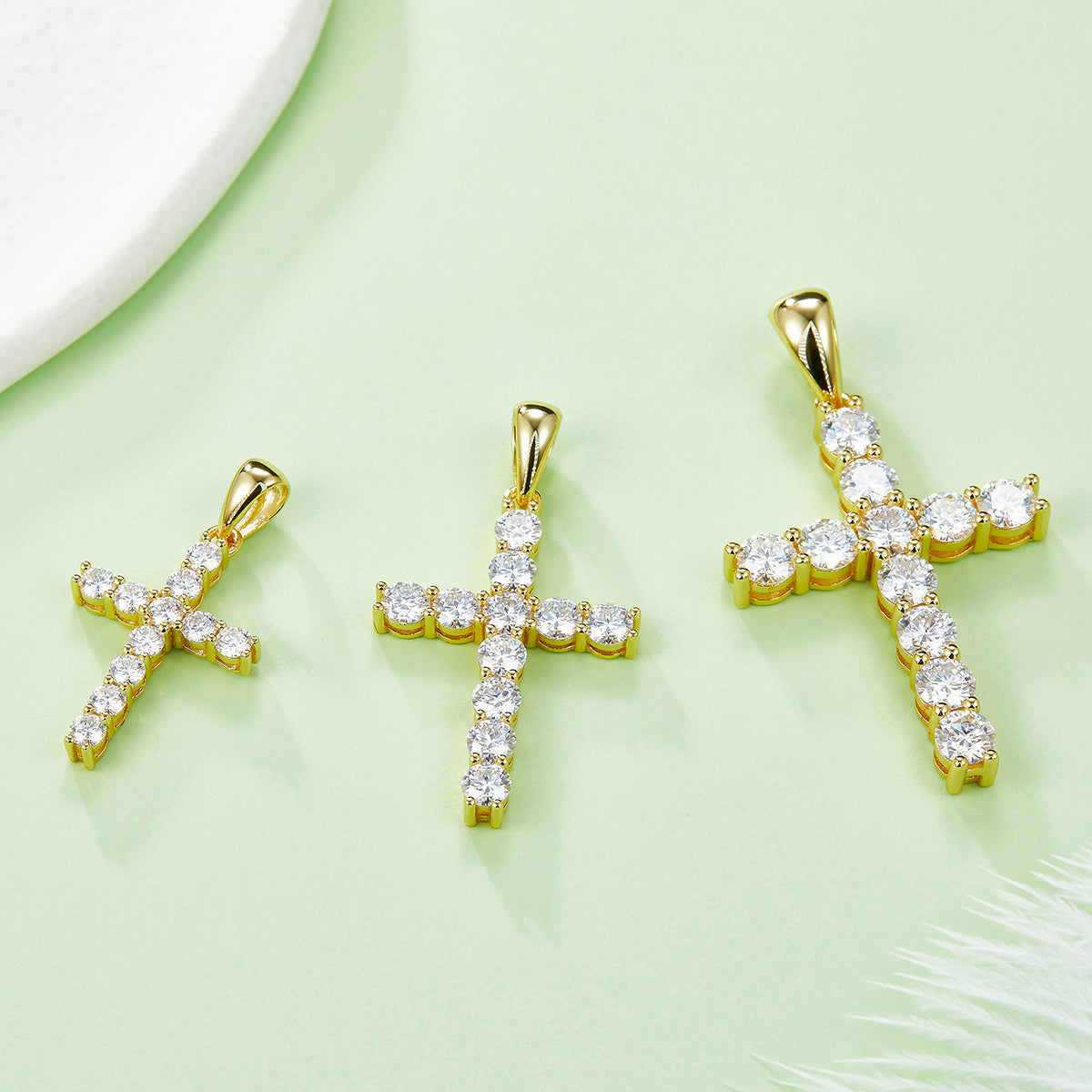 D Color Moissanite Classic Cross Pendant (3.0mm) in Sterling Silver#7
