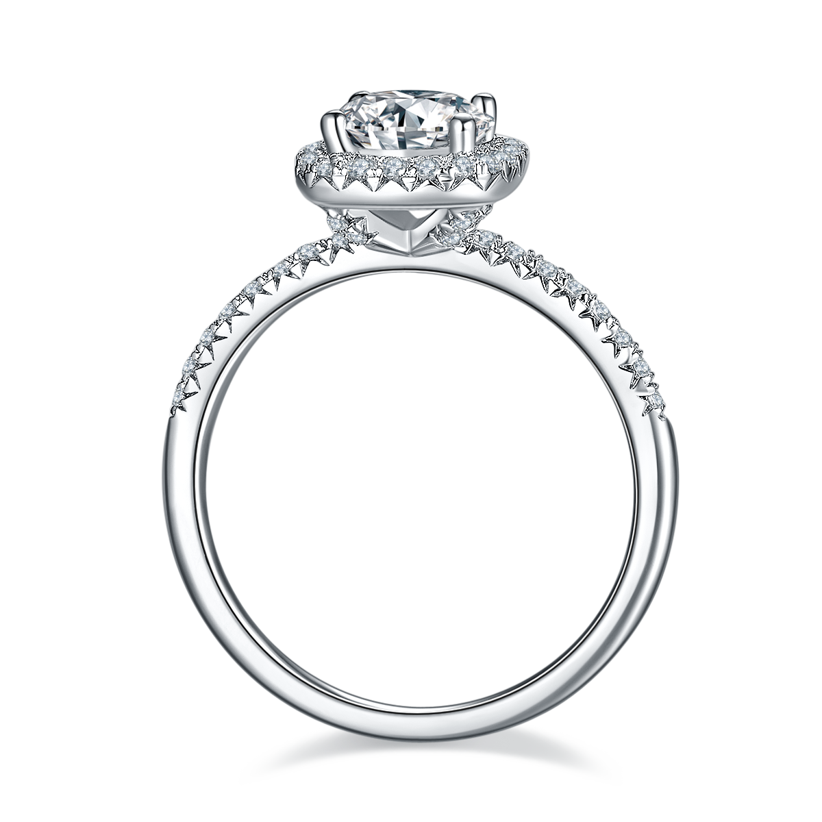 1.0 CT D Color Square Bezel Set Moissanite Classic Ring in White Gold Plated Sterling Silver#6