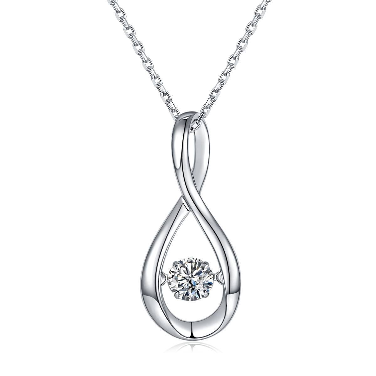 0.5 CT D Color Dancing Lingering Love Moissanite Necklace in White Gold Plated Sterling Silver#2
