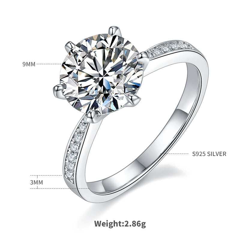 3.0 CT D Color Moissanite Pave Dancing Custom Ring in White Gold Plated Sterling Silver#4