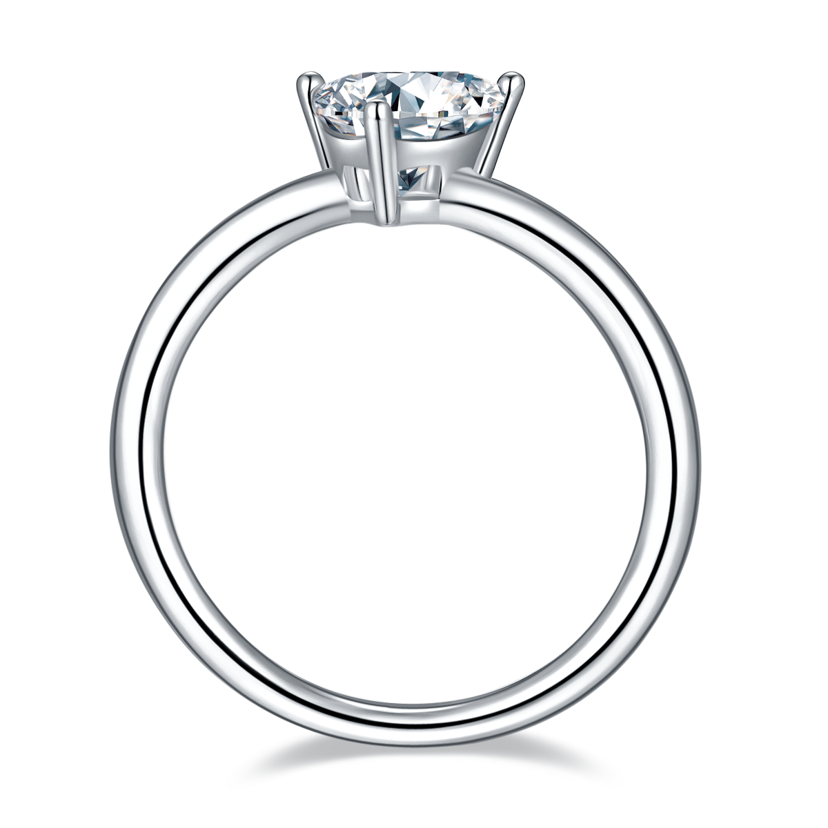1.0 CT D Color Trillion Cut Moissanite Classic Ring in White Gold Plated Sterling Silver#7