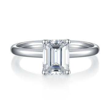 2.0 CT D Color Emerald Cut Moissanite Classic Ring in White Gold Plated Sterling Silver#5
