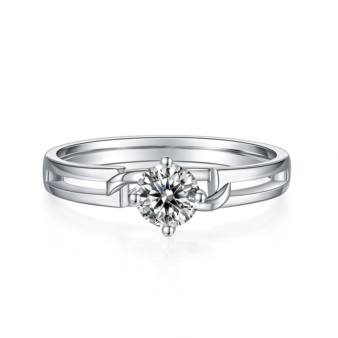 0.5 CT D Color Moissanite Bowknot Twisted Shank Ring in White Gold Plated Sterling Silver#5