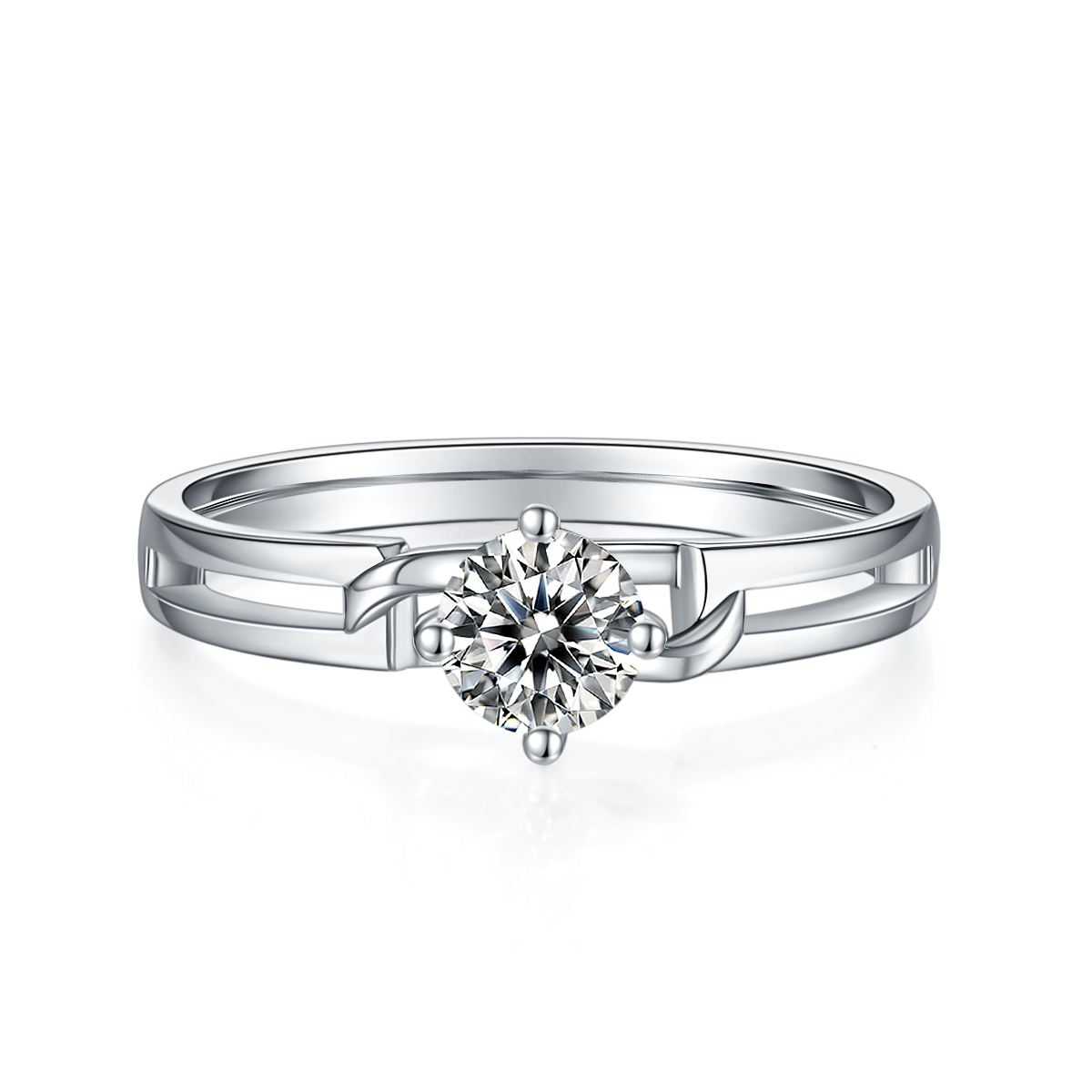 0.5 CT D Color Moissanite Bowknot Twisted Shank Ring in White Gold Plated Sterling Silver#5
