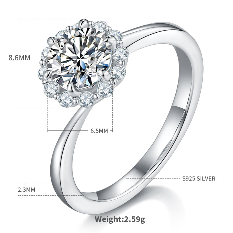 1.0 CT D Color Moissanite Fire of Love Ring in White Gold Plated Sterling Silver#4