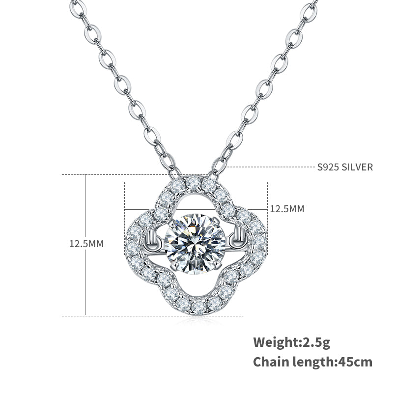 0.5 CT D Color Dancing Lucky Clover Moissanite Necklace in White Gold Plated Sterling Silver#1