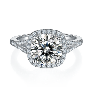 3.0 CT D Color Square Bezel Set Moissanite Split Shank Ring in White Gold Plated Sterling Silver#5