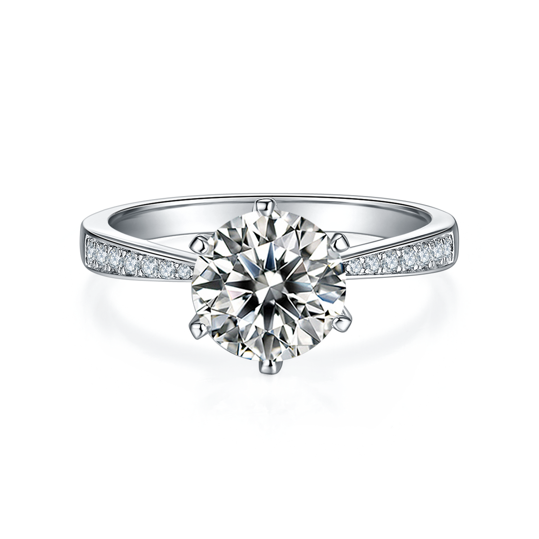 2.0 CT D Color Moissanite Pave Dancing Custom Ring in White Gold Plated Sterling Silver#5